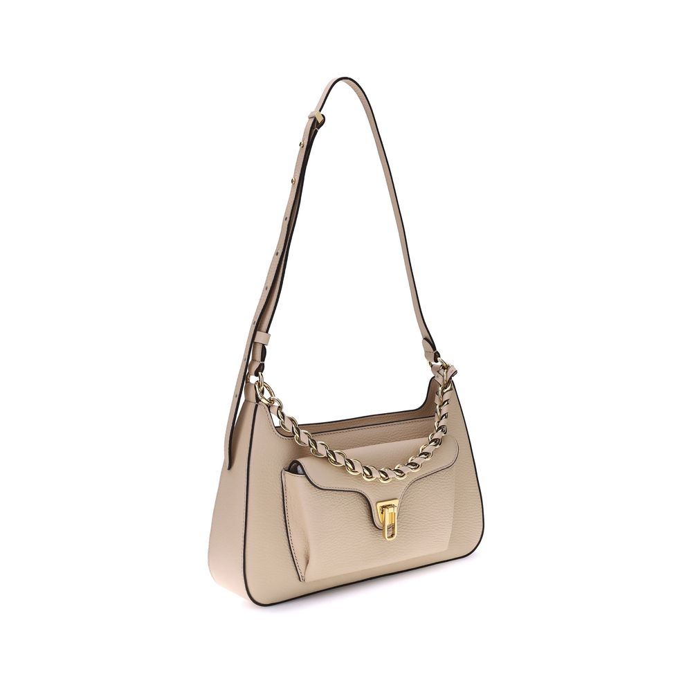 Coccinelle Beigefarbene Kalbshaut Bos Taurus Schultertasche